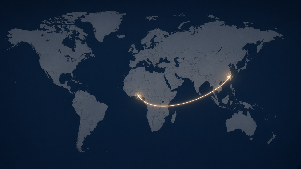 Shipping route from China to Nigeria